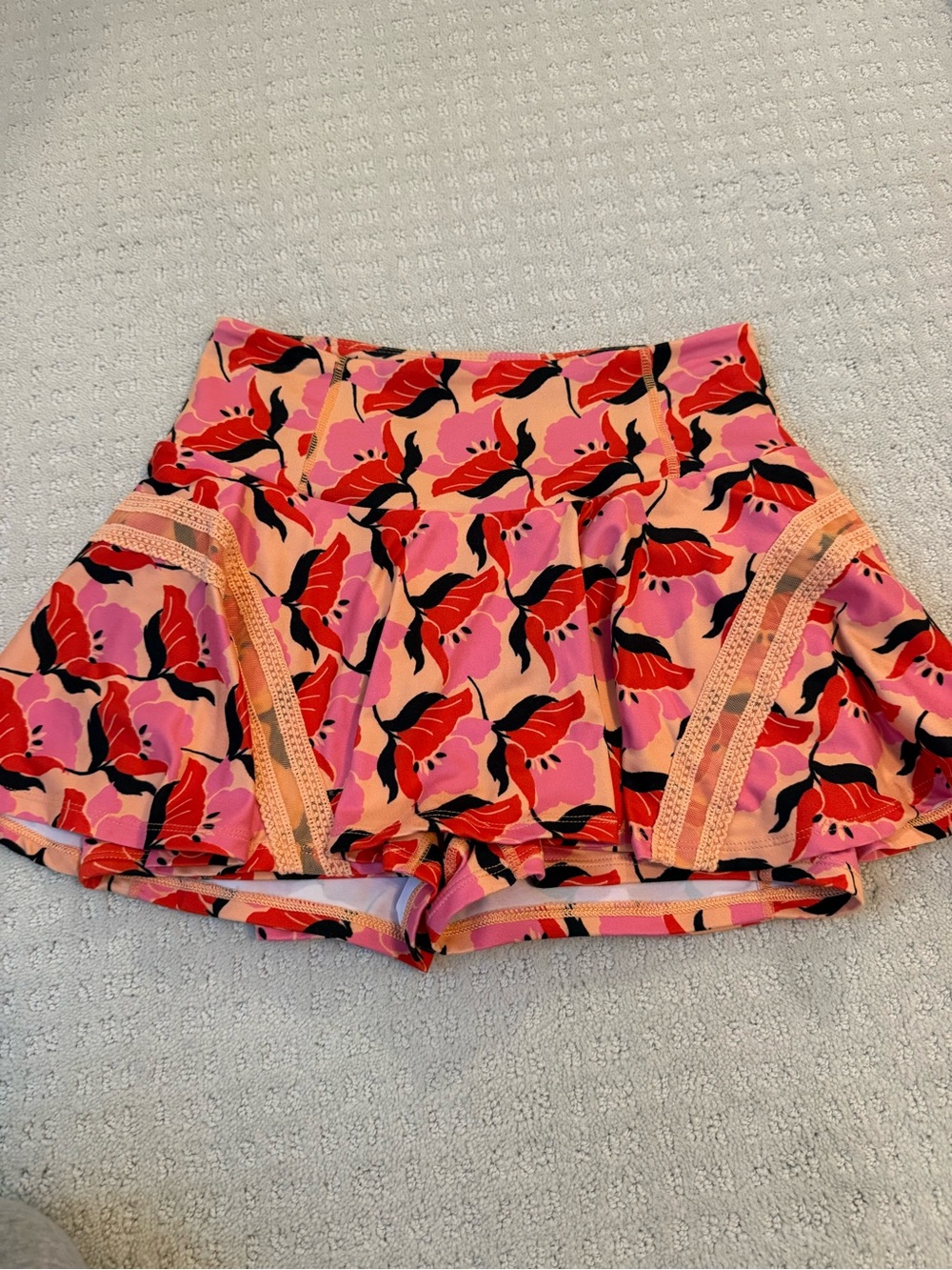 Free People Pink and Red Floral Mini Skort